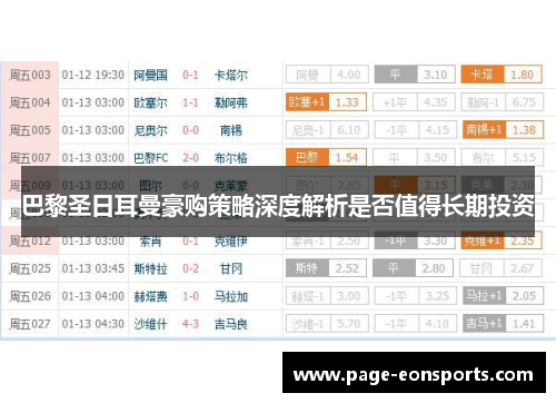 巴黎圣日耳曼豪购策略深度解析是否值得长期投资